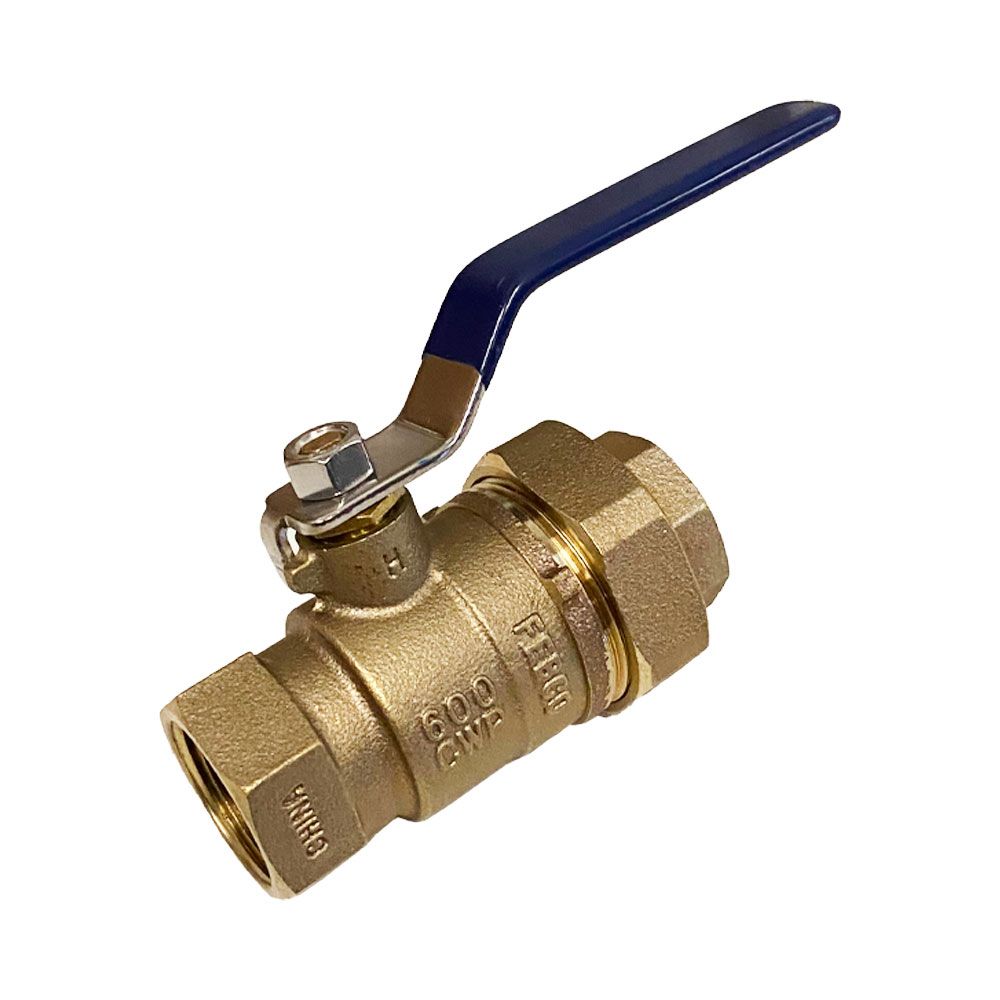 LDR 022 2237 1-1/2 Inch IPS Full Port FIP Ball Valve Lead Free Brass 