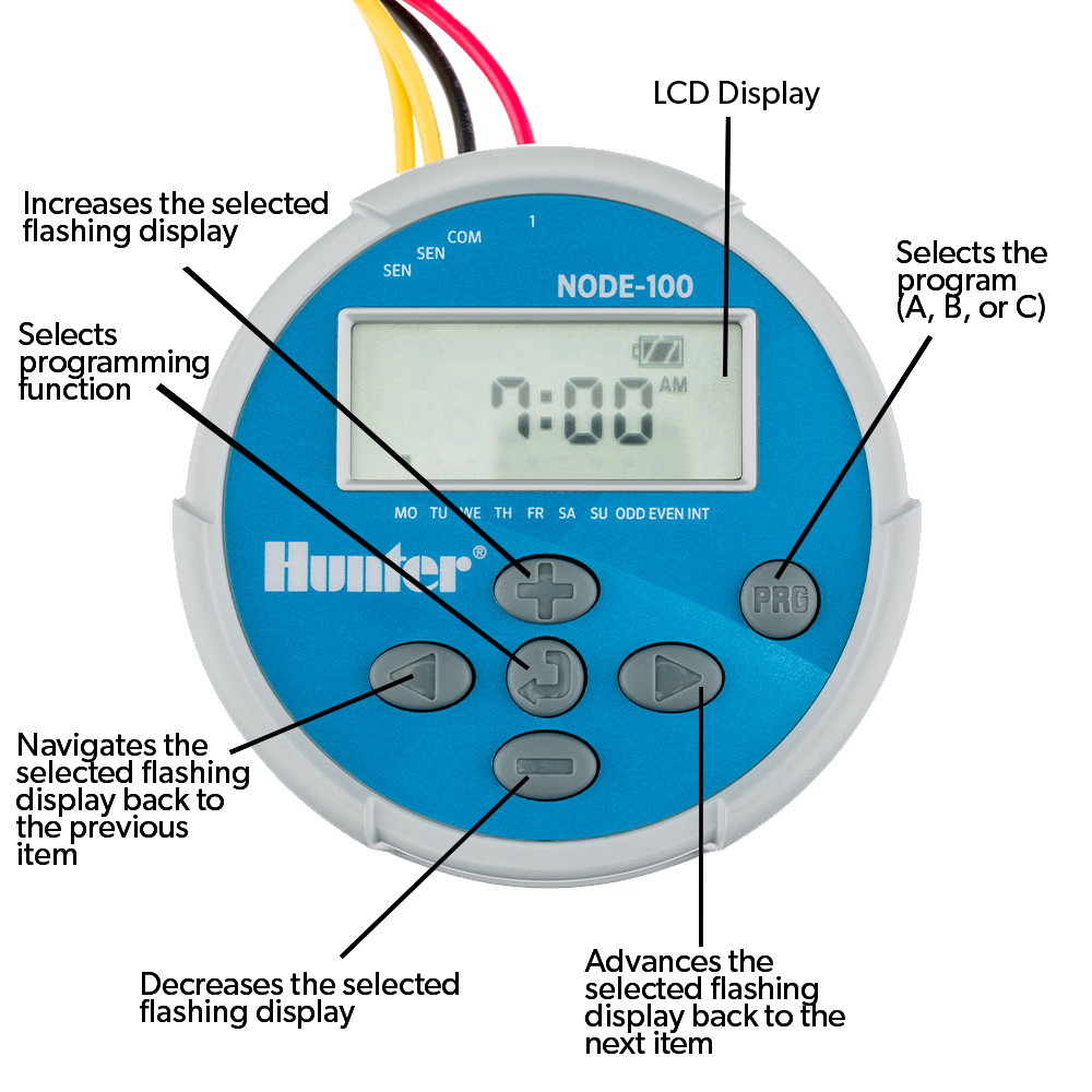 Hunter Node 1 Station Battery Operated Controller With Pgv 101g Valve And Dc Latching Solenoid Node 100 Valve