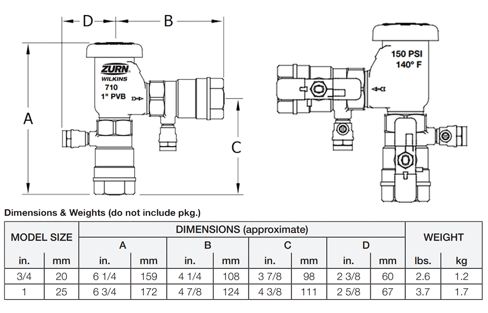 Wilkins 710 PVB Backflow Preventer